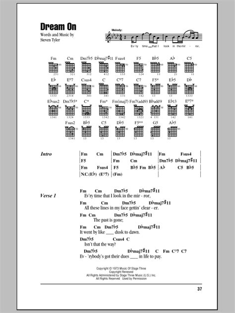 dream on chords|dream on noten.